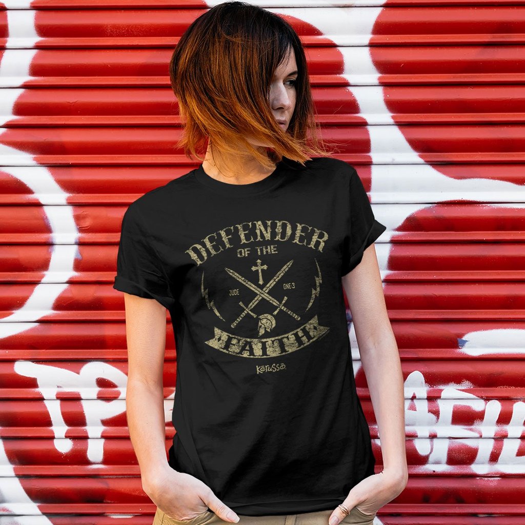 Kerusso Defender of the Faith Christian Unisex Bright T Shirt - SimplyCuteTees