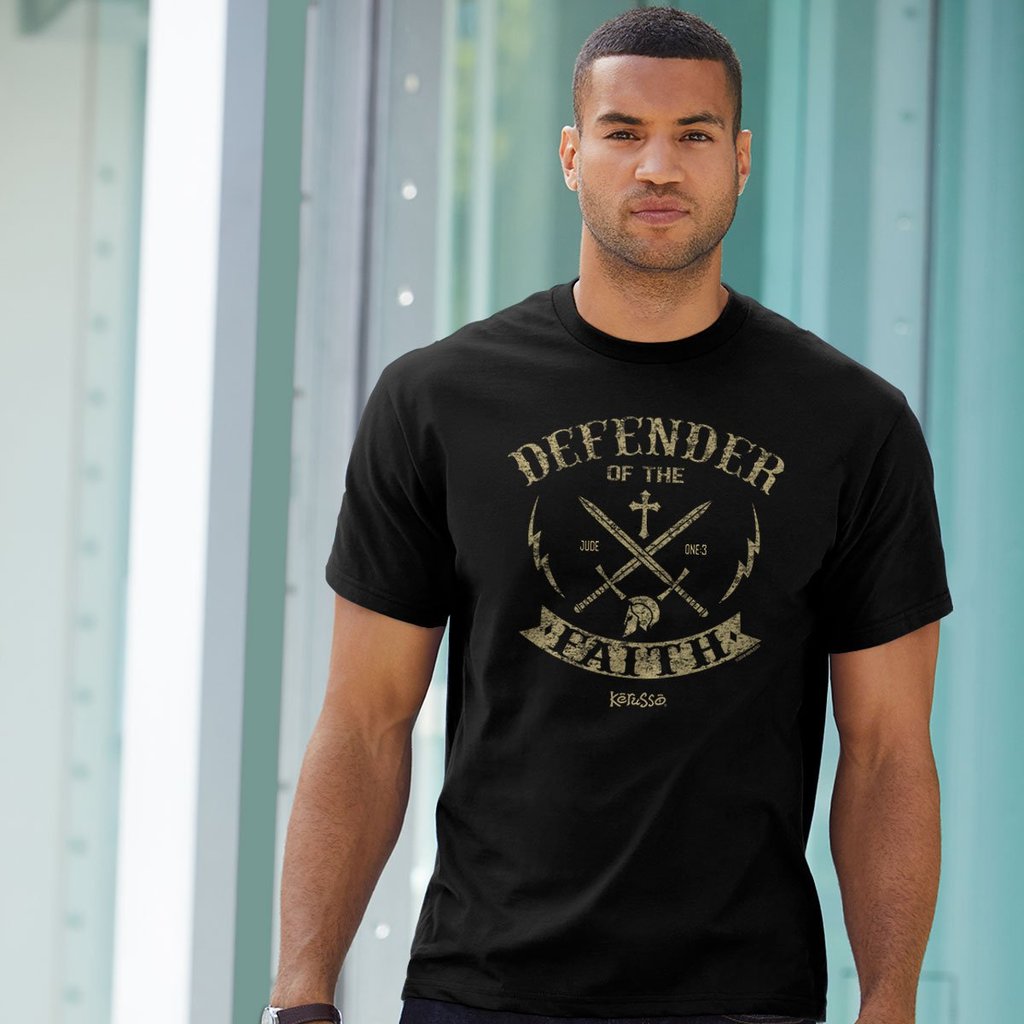 Kerusso Defender of the Faith Christian Unisex Bright T Shirt - SimplyCuteTees