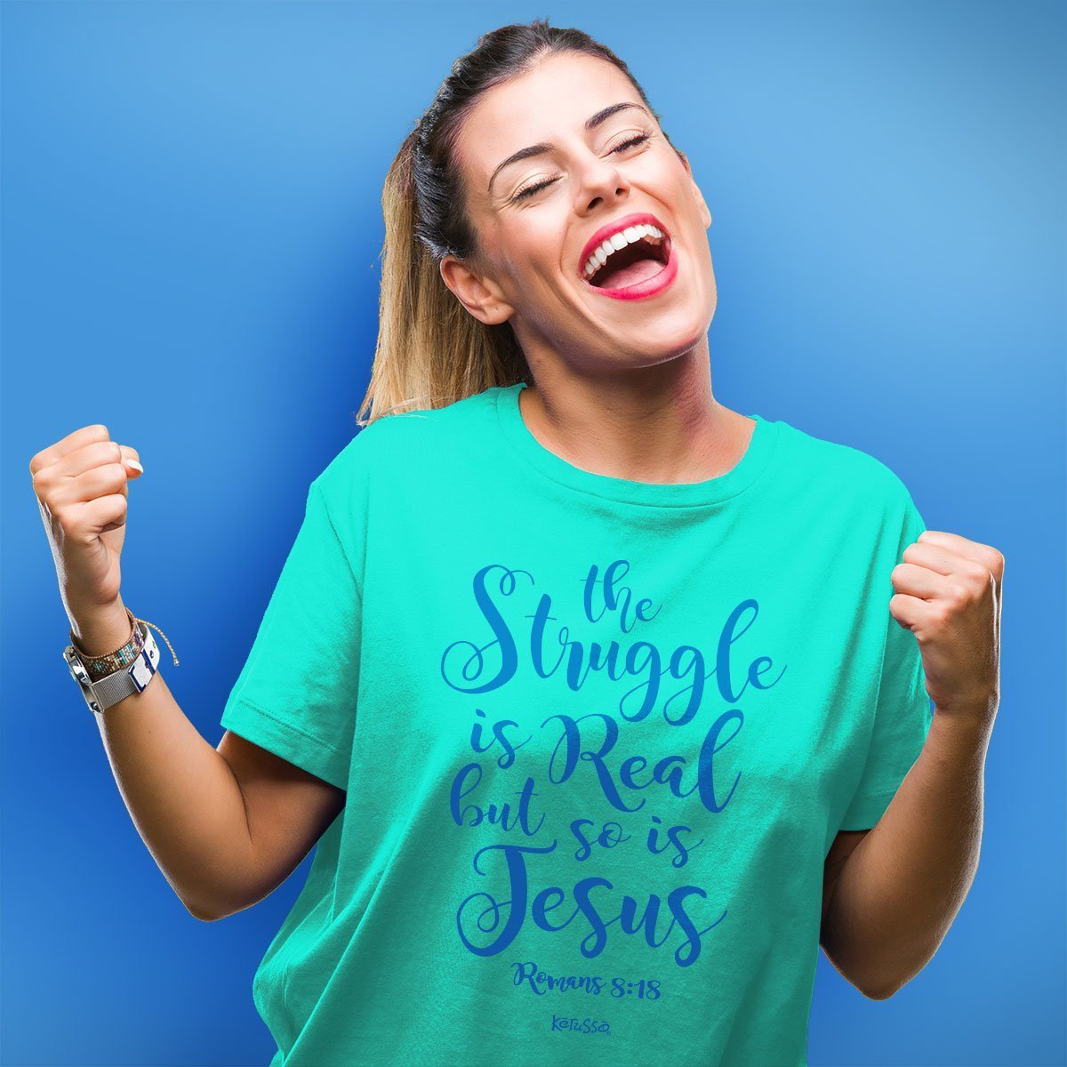 Kerusso The Struggle is Real Christian Romans 8:18 Bright T Shirt - SimplyCuteTees