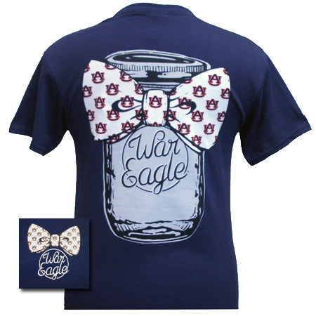 Auburn Tigers War Eagle Mason Jar Bow Bright T Shirt - SimplyCuteTees
