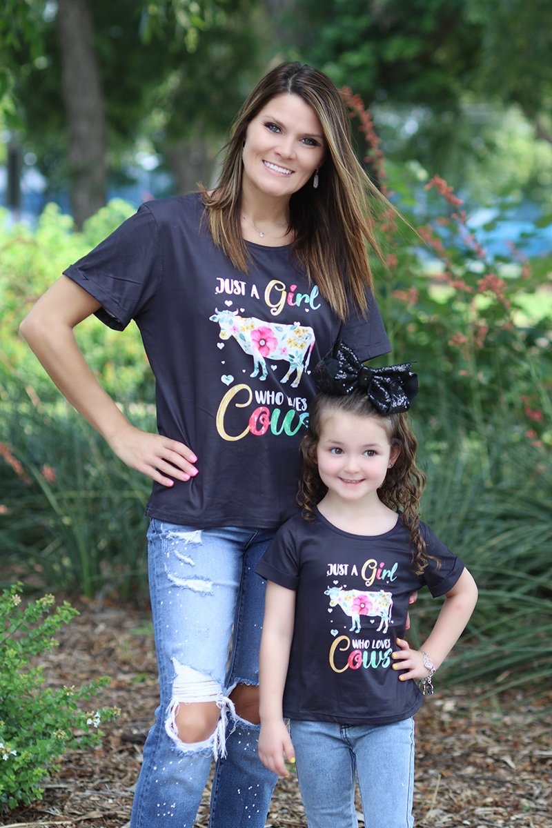 SALE Mommy & Me Baby Youth Just a Girl Who Loves Cows T Shirt
