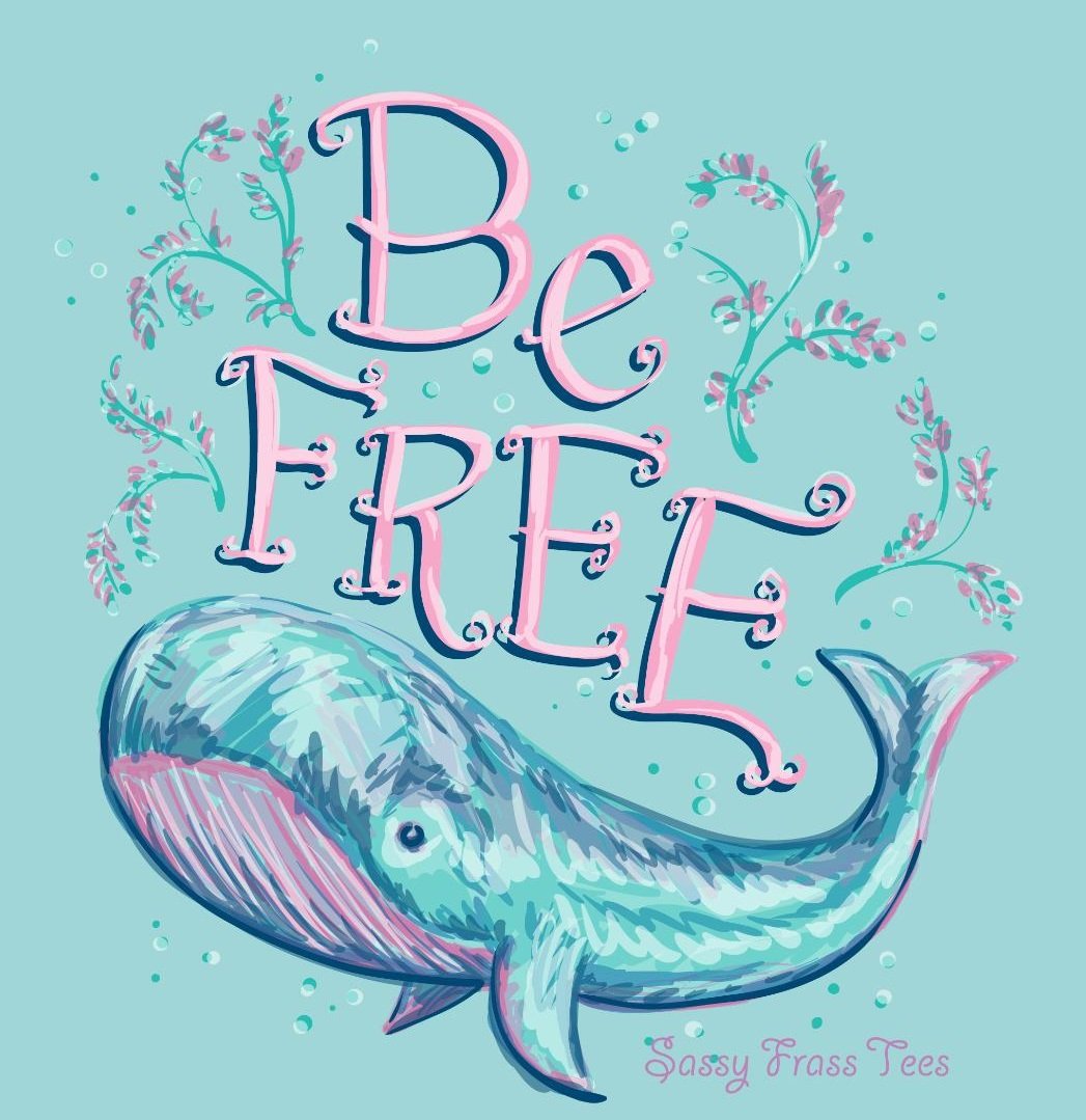Sale Sassy Frass Be Free Whale Comfort Colors Bright Girlie T Shirt