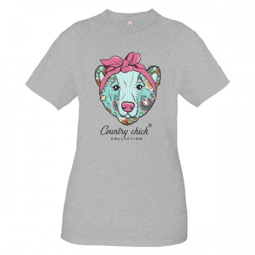 Country Chick By Simply Southern Preppy Bowtie Bear T-Shirt - SimplyCuteTees