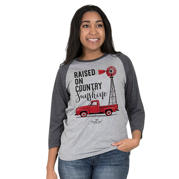 SALE Country Chick By Simply Southern Raised Country Long Sleeve T-Shirt