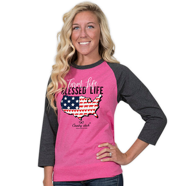 SALE Country Chick By Simply Southern Farm Life Long Sleeve T-Shirt