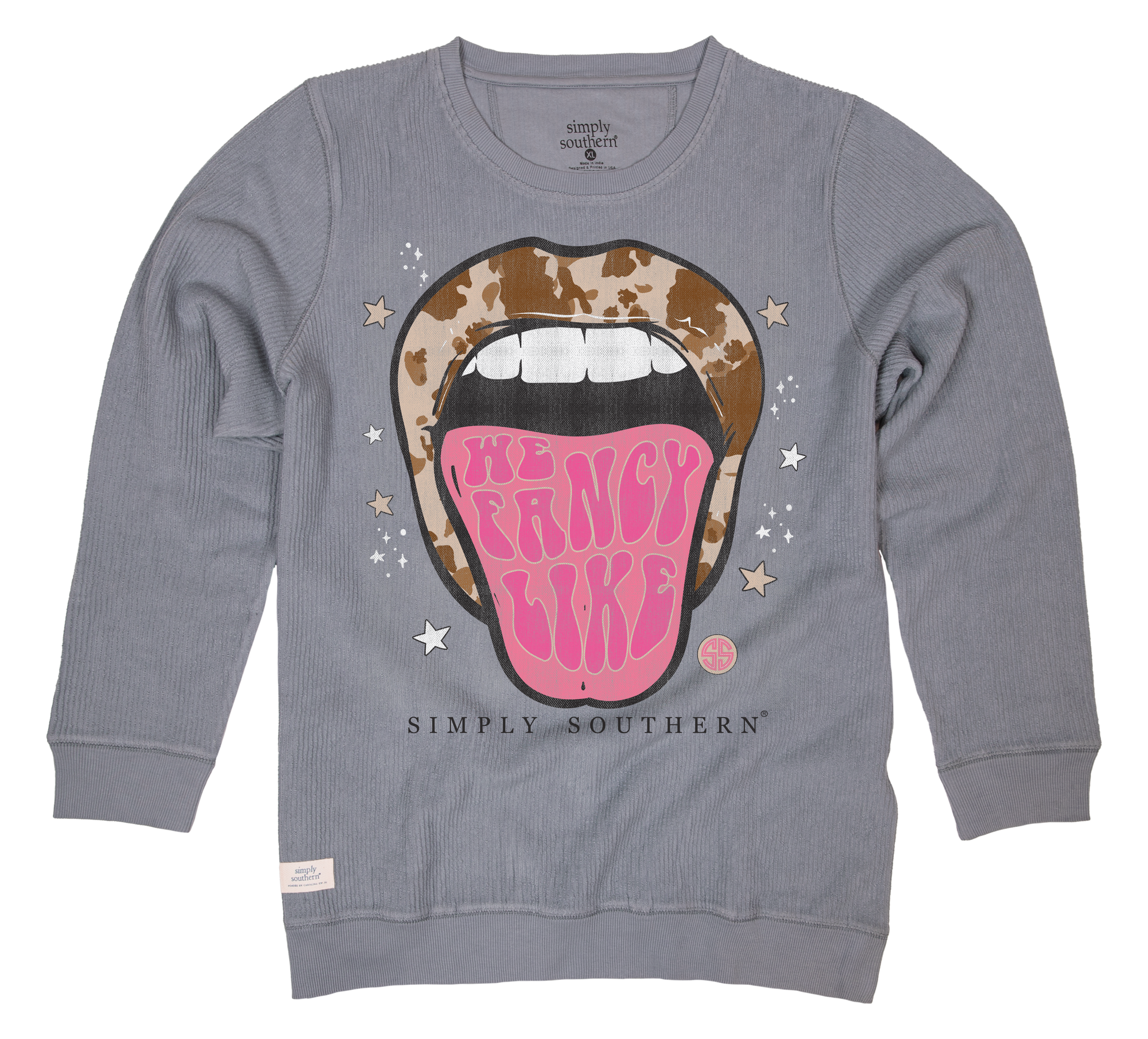 SALE Simply Southern Cow Lips Long Sleeve Crew Sweatshirt - SimplyCuteTees