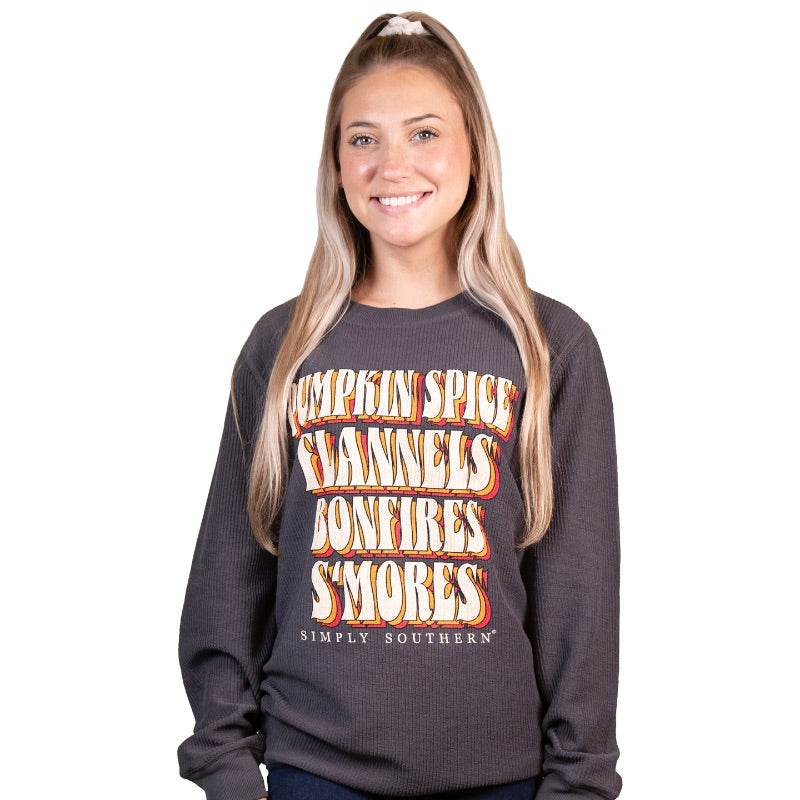 SALE Simply Southern Pumpkin Spice Long Sleeve Crew Sweatshirt - SimplyCuteTees