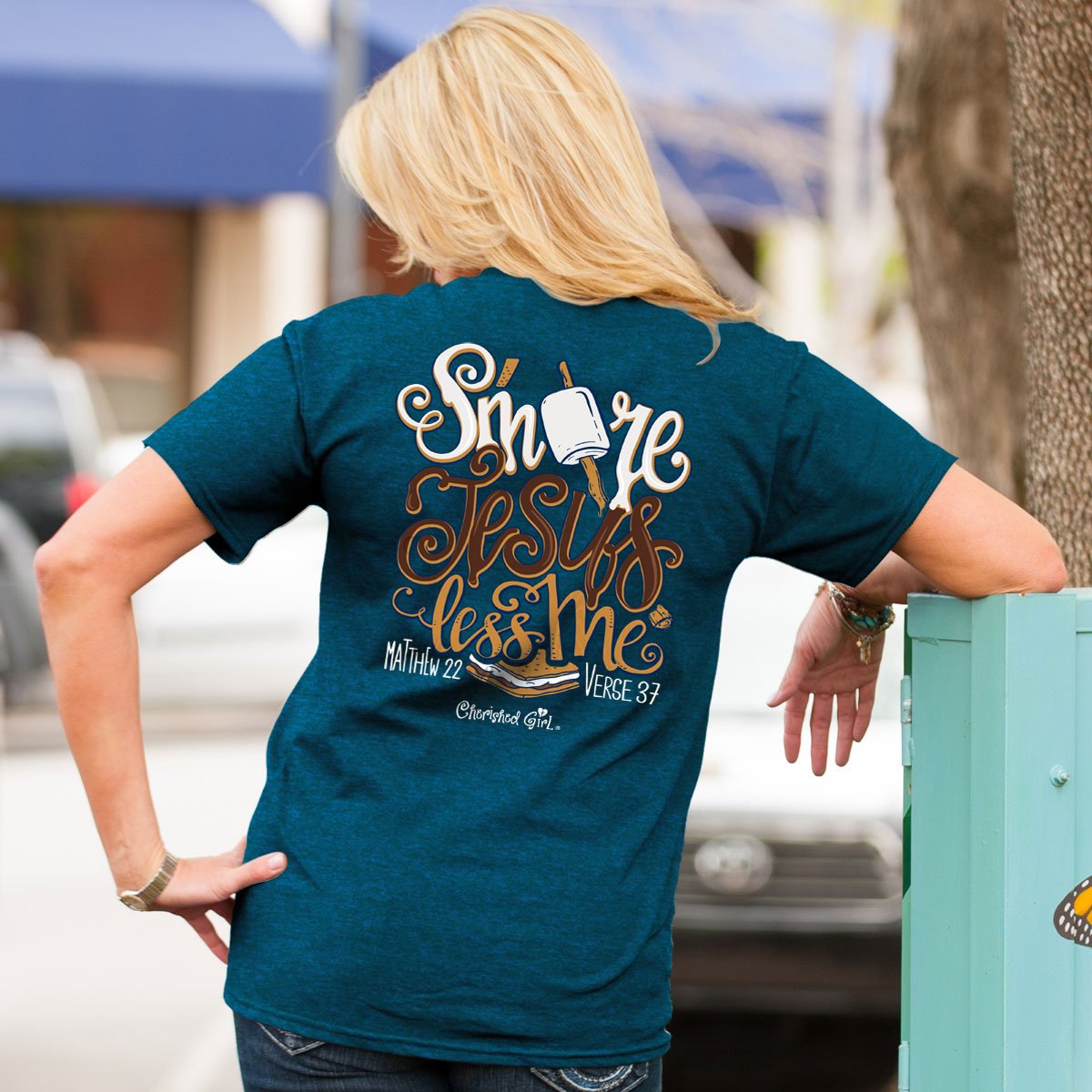 Cherished Girl Smore Jesus Less Me Girlie Christian Bright T Shirt