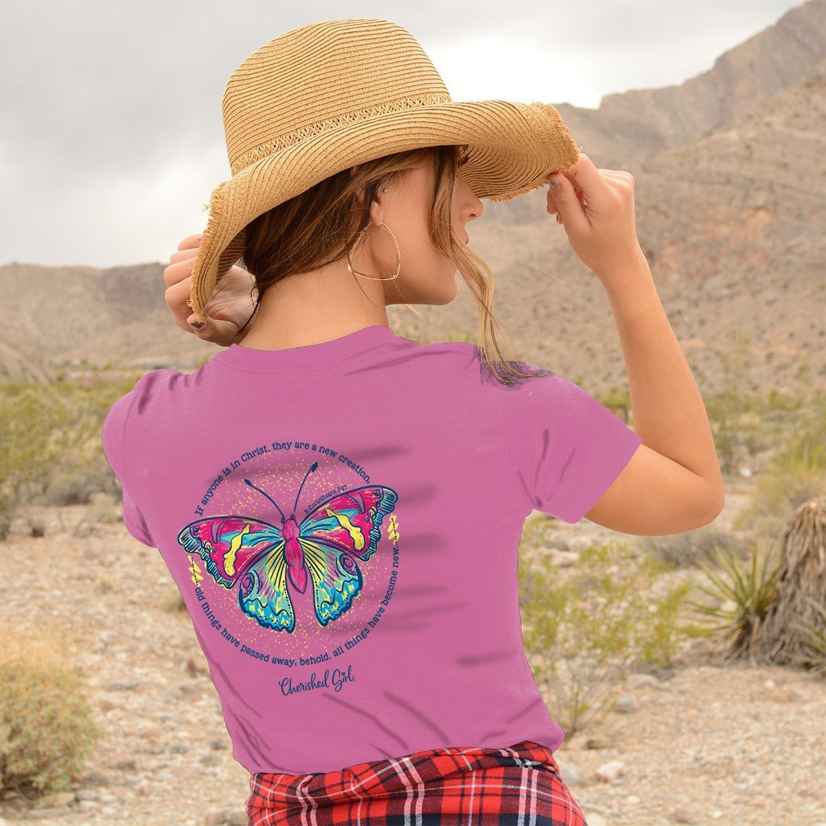 Cherished Girl Butterfly Girlie Christian Bright T Shirt - SimplyCuteTees