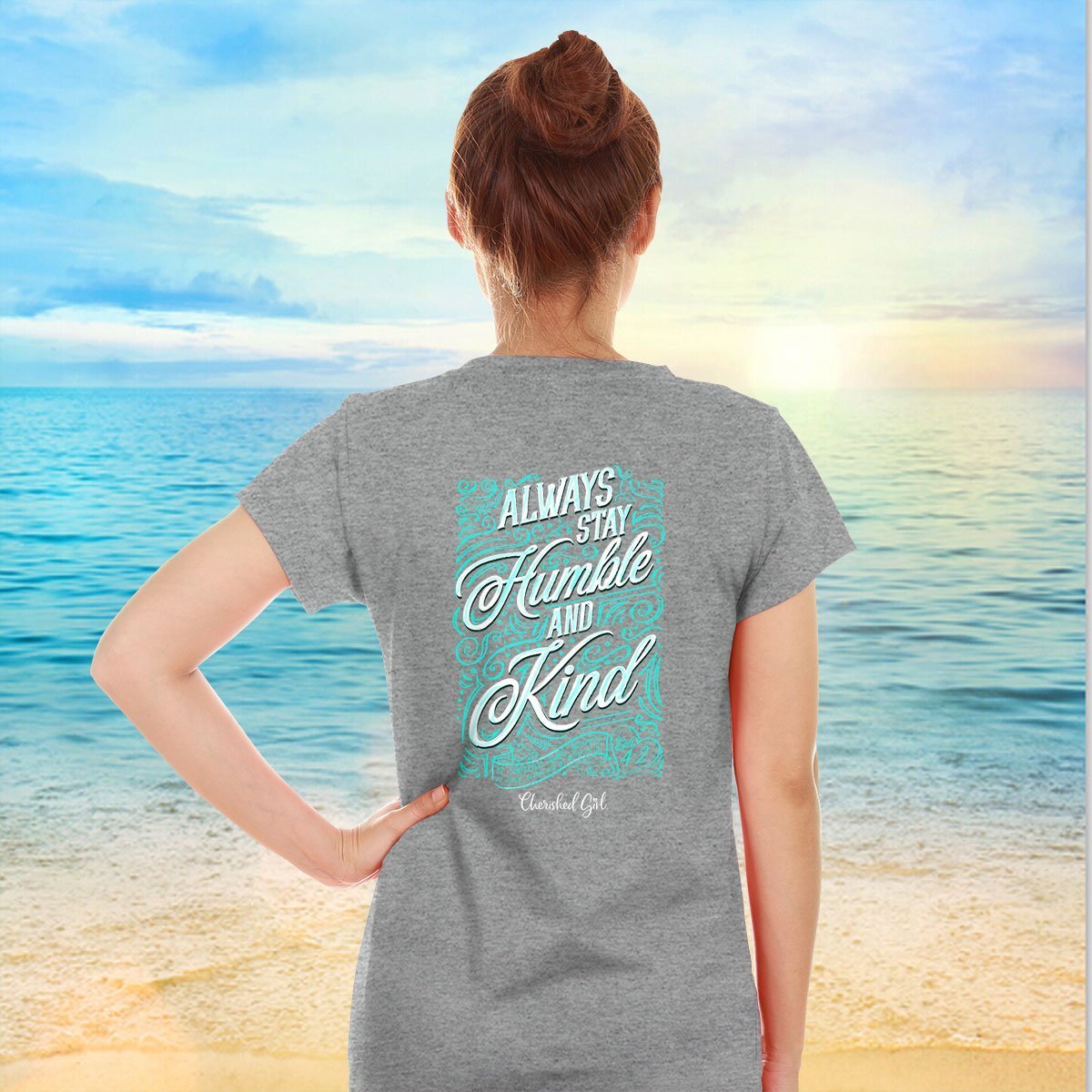 Cherished Girl Always Stay Humble &amp; Kind Girlie Christian Bright T Shirt - SimplyCuteTees