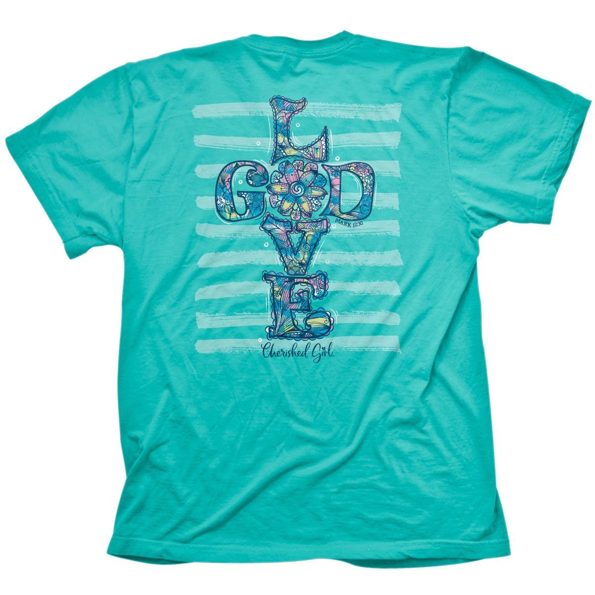 Cherished Girl Love God Cross Watercolor Flower Girlie Christian Bright T Shirt - SimplyCuteTees