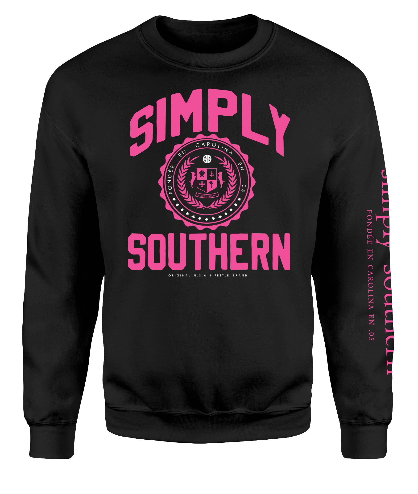 SALE Simply Southern Crest Logo Long Sleeve Crew Sweatshirt