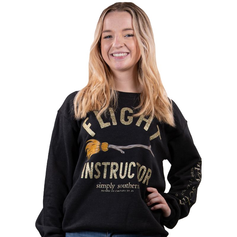 Simply Southern Flight Instructor Broom Long Sleeve Crew Sweatshirt