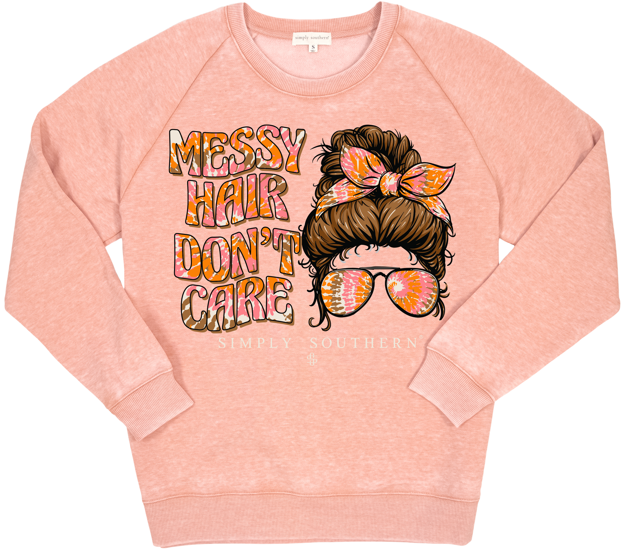 Simply Southern Messy Hair Don't Care Long Sleeve Crew Sweatshirt