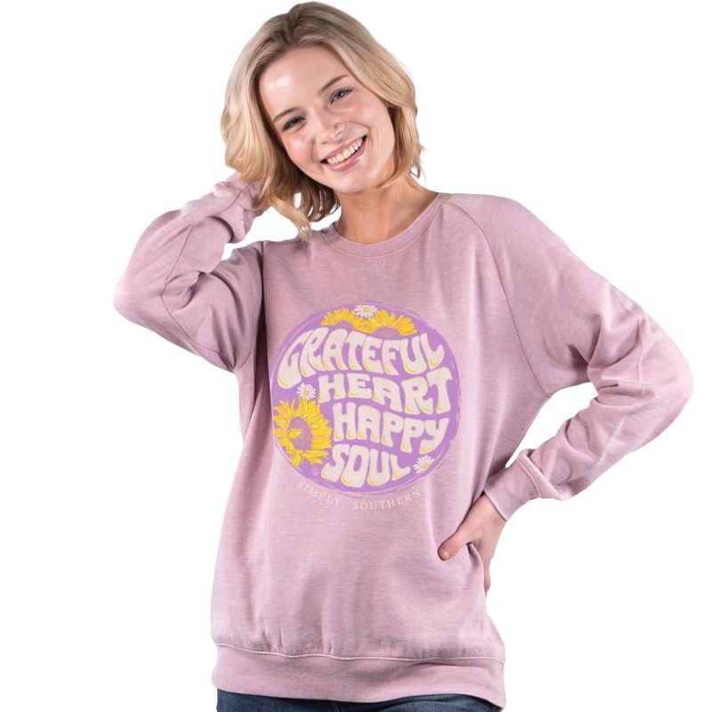Simply Southern Happy Soul Long Sleeve Crew Sweatshirt - SimplyCuteTees