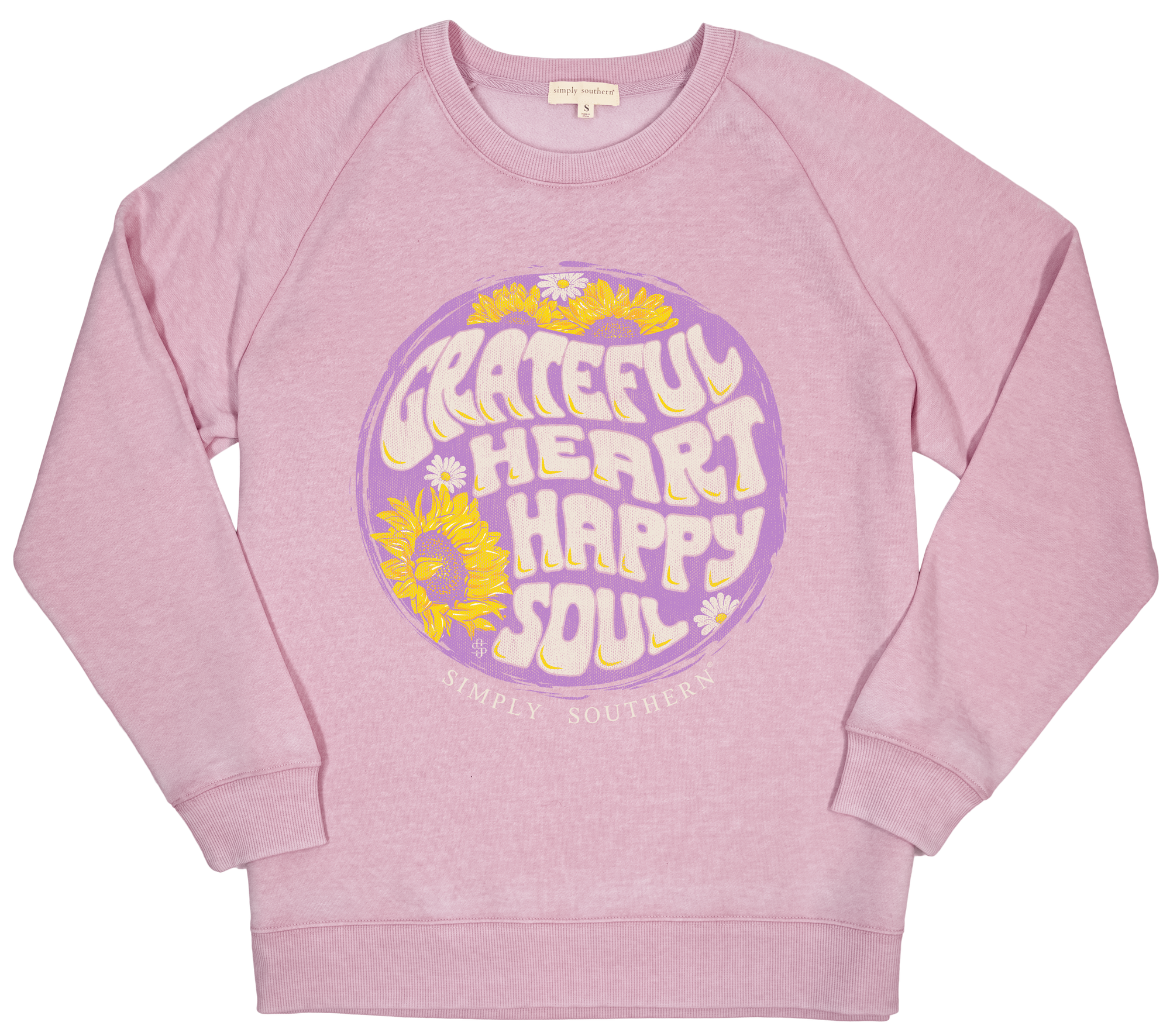 Simply Southern Happy Soul Long Sleeve Crew Sweatshirt - SimplyCuteTees