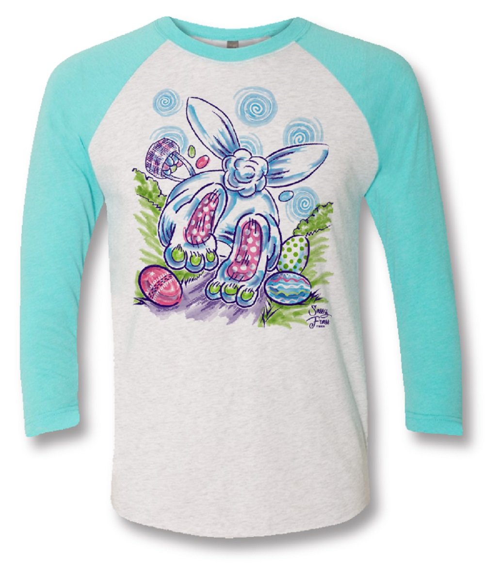 Sassy Frass Cottontail Easter Bunny Bright Raglan Girlie T Shirt - SimplyCuteTees
