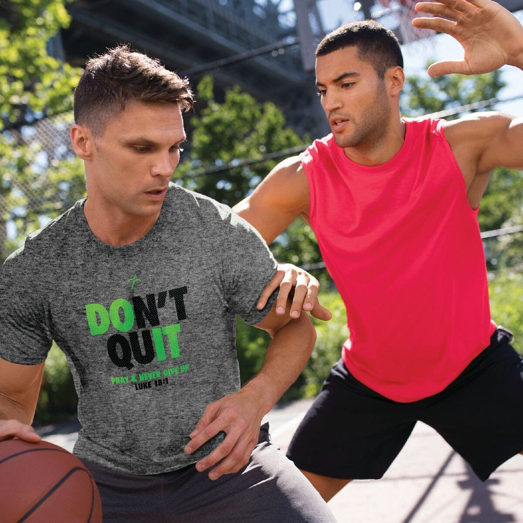 Kerusso Don't Quit Pray &amp; Never Give Up Active Unisex Bright T Shirt - SimplyCuteTees