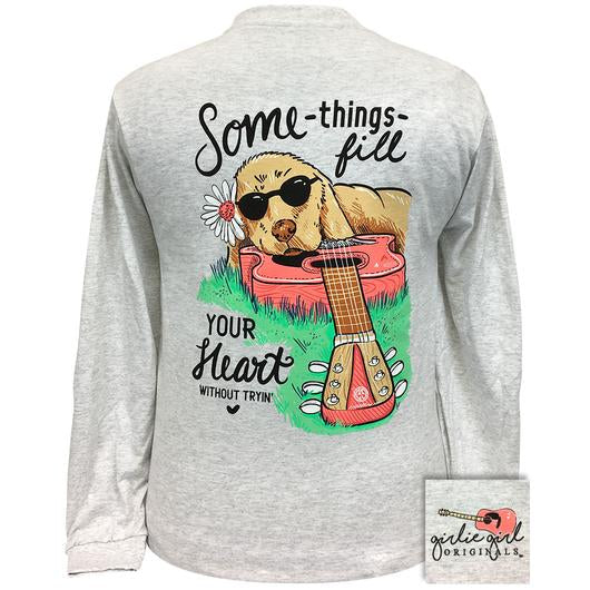 Girlie Girl Originals Fill Your Heart Dog Guitar Long Sleeves T Shirt - SimplyCuteTees