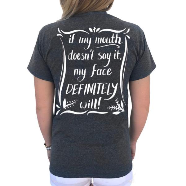 Southern Attitude Preppy My Face Definitely Will Grey T-Shirt - SimplyCuteTees