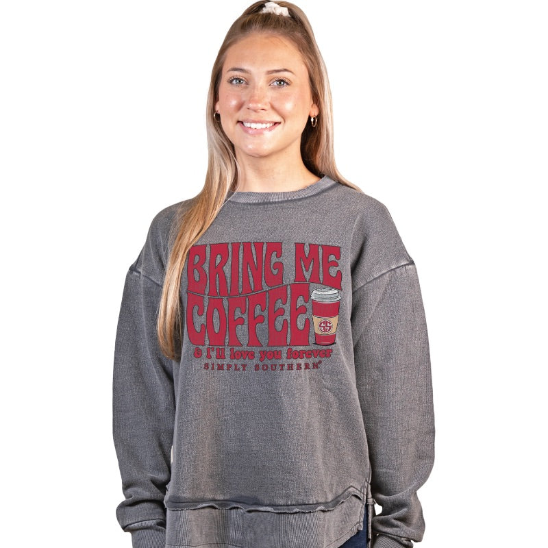 Simply Southern Bring Coffee Long Sleeve Crew Sweatshirt - SimplyCuteTees