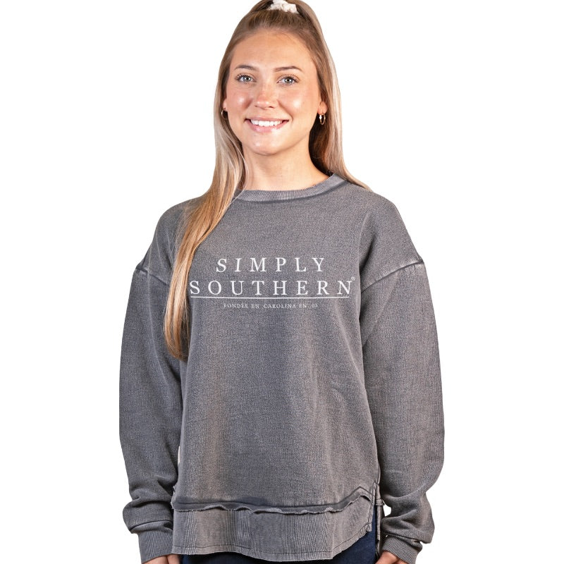 Simply Southern Classic Logo Grey Long Sleeve Crew Sweatshirt - SimplyCuteTees