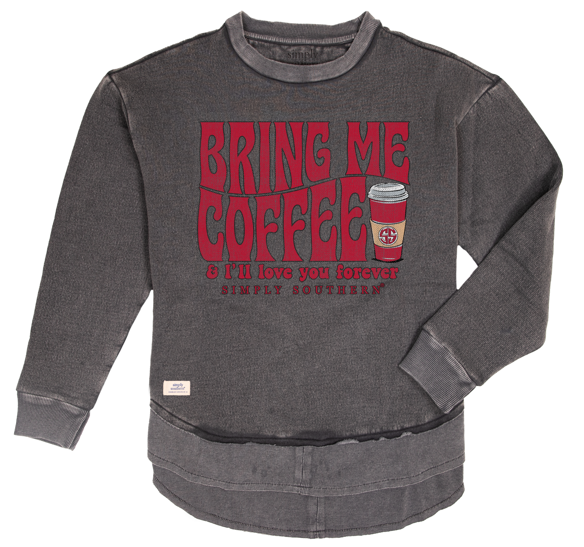 Simply Southern Bring Coffee Long Sleeve Crew Sweatshirt - SimplyCuteTees