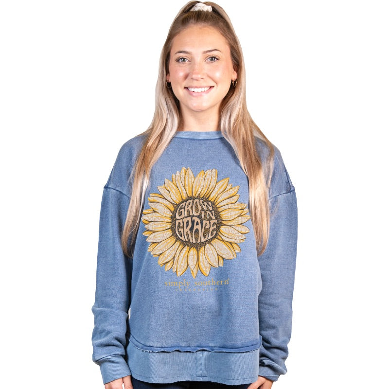 Simply Southern Grace Sunflower Long Sleeve Crew Sweatshirt - SimplyCuteTees