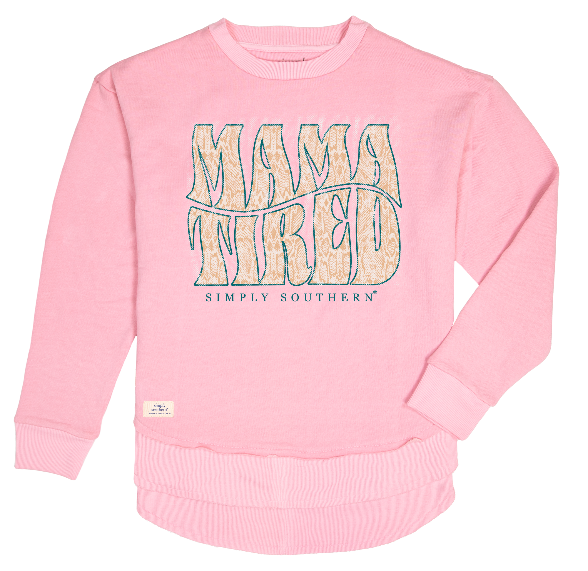 Simply Southern Mama Tired Long Sleeve Crew Sweatshirt - SimplyCuteTees