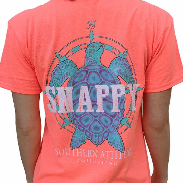 Southern Attitude Preppy Snappy Turtle Nautical Coral T-Shirt - SimplyCuteTees