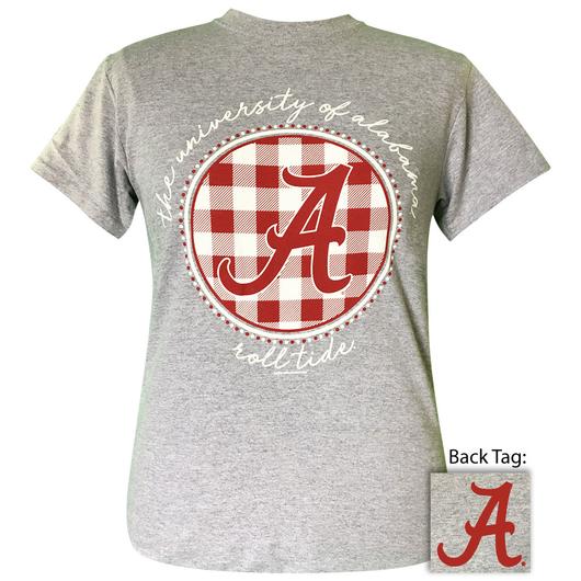 Alabama Plaid Logo Sports Grey T-Shirt