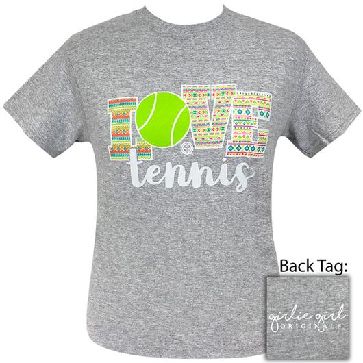 Girlie Girl Originals Preppy Love Tennis Leopard Aztec T-Shirt - SimplyCuteTees
