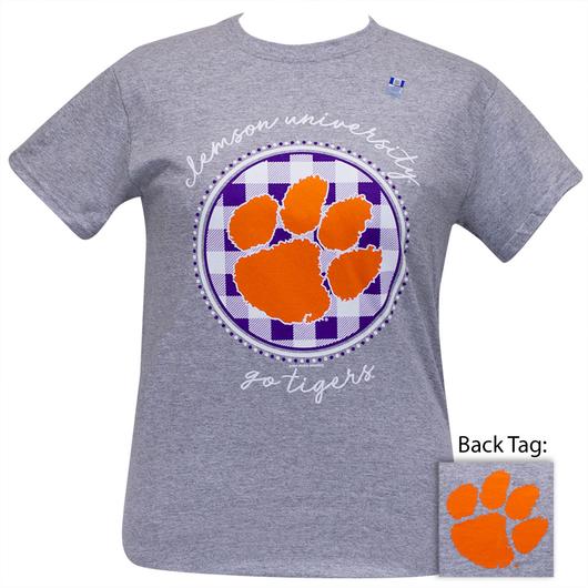 South Carolina Clemson Buffalo Plaid Logo Sports Grey T-Shirt