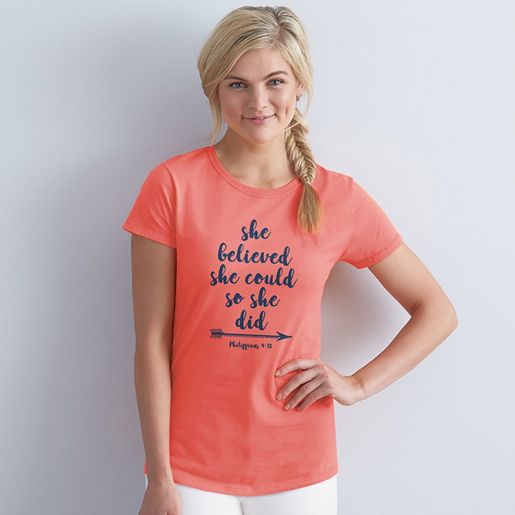 Grace &amp; Truth She Believed She Could Arrow Christian Cherished Girl Bright T Shirt