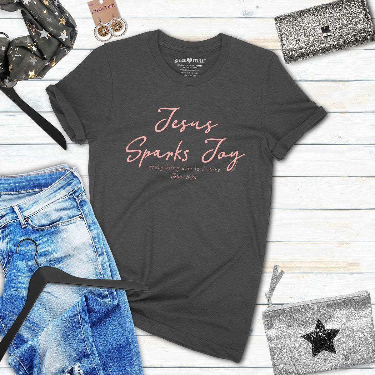 Cherished Girl Grace &amp; Truth Jesus Sparks Joy Girlie Christian Bright T Shirt - SimplyCuteTees