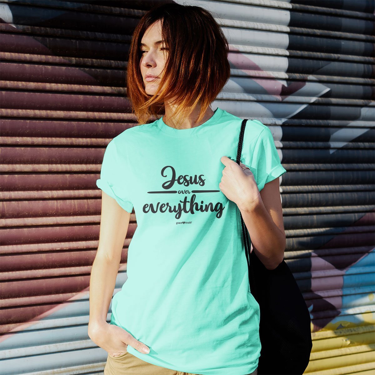 Cherished Girl Grace & Truth Jesus Over Everything Girlie Christian Bright T Shirt - SimplyCuteTees