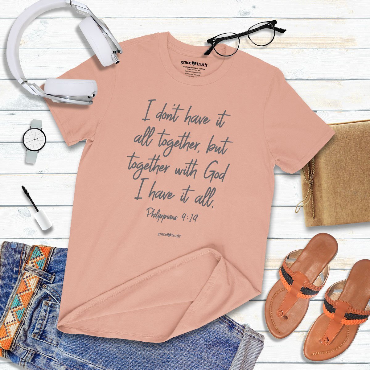 Cherished Girl Grace &amp; Truth I Don't Have It All Together Girlie Christian Bright T Shirt - SimplyCuteTees