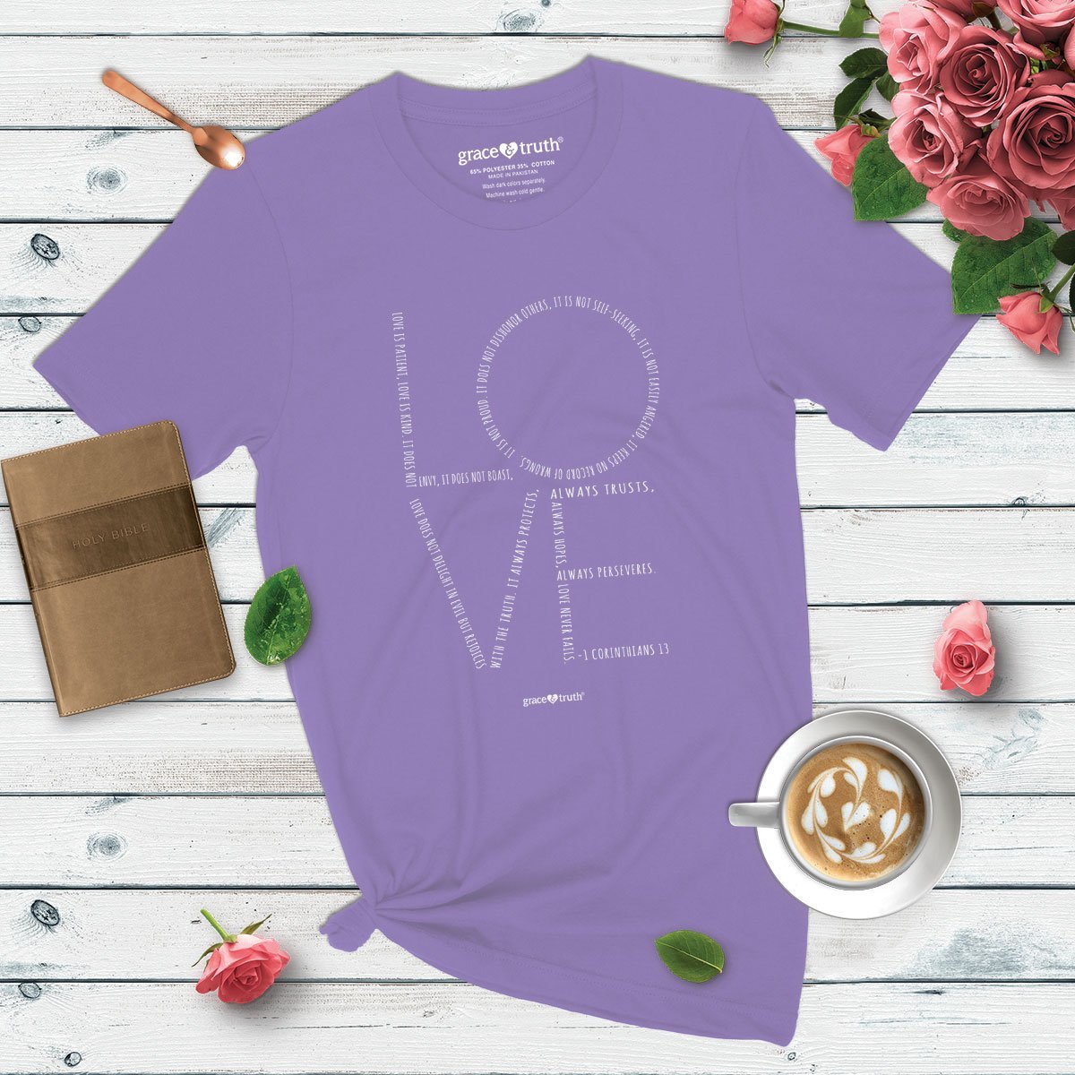 Cherished Girl Grace &amp; Truth Love Chapter Girlie Christian Bright T Shirt
