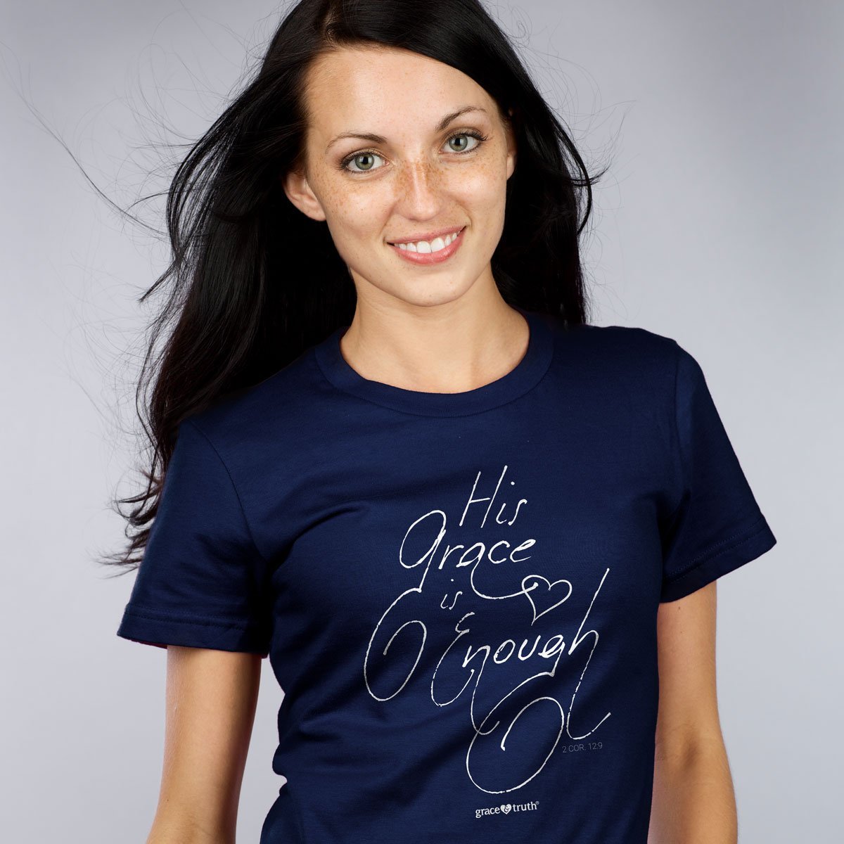 Cherished Girl Grace &amp; Truth His Grace is Enough Girlie Christian Bright T Shirt