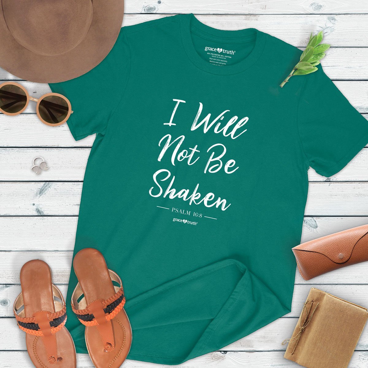 Cherished Girl Grace &amp; Truth I Will Not Be Shaken Girlie Christian Bright T Shirt