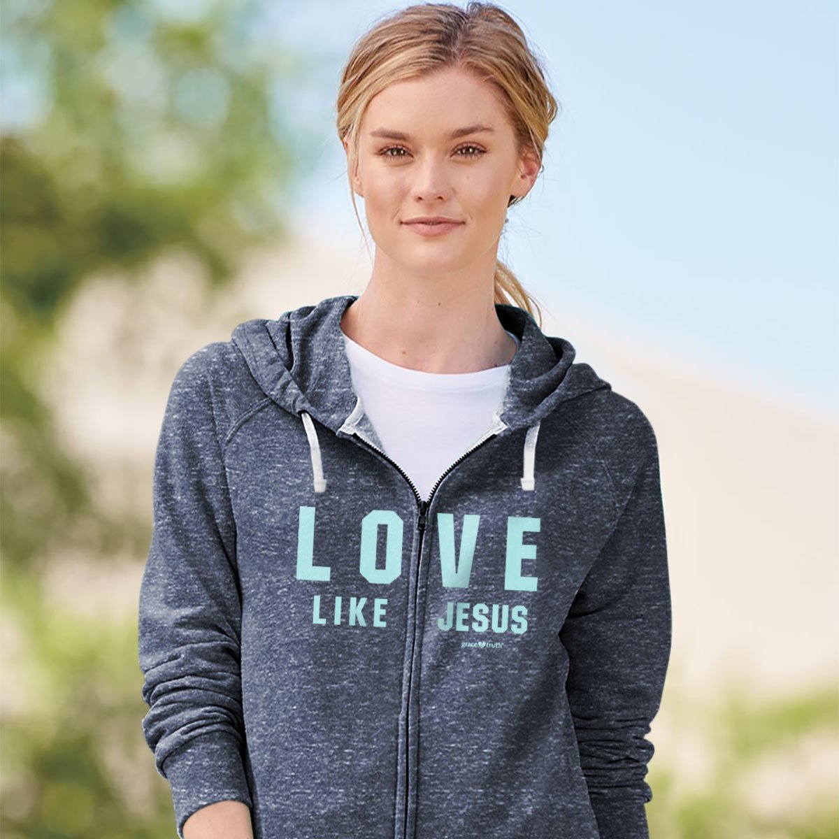 Cherished Girl Grace &amp; Truth Love Like Jesus Christian Long Sleeve Hoodie T-Shirt