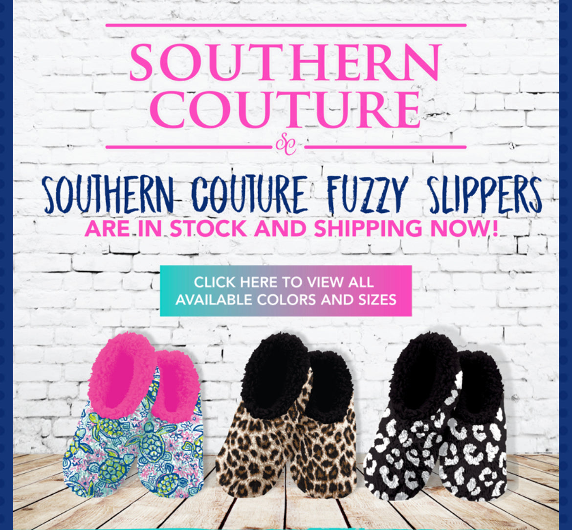 Southern Couture Super Soft Fuzzy Slippers With Grips - SimplyCuteTees