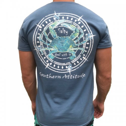Southern Attitude Crab Compass Indigo Unisex T-Shirt - SimplyCuteTees