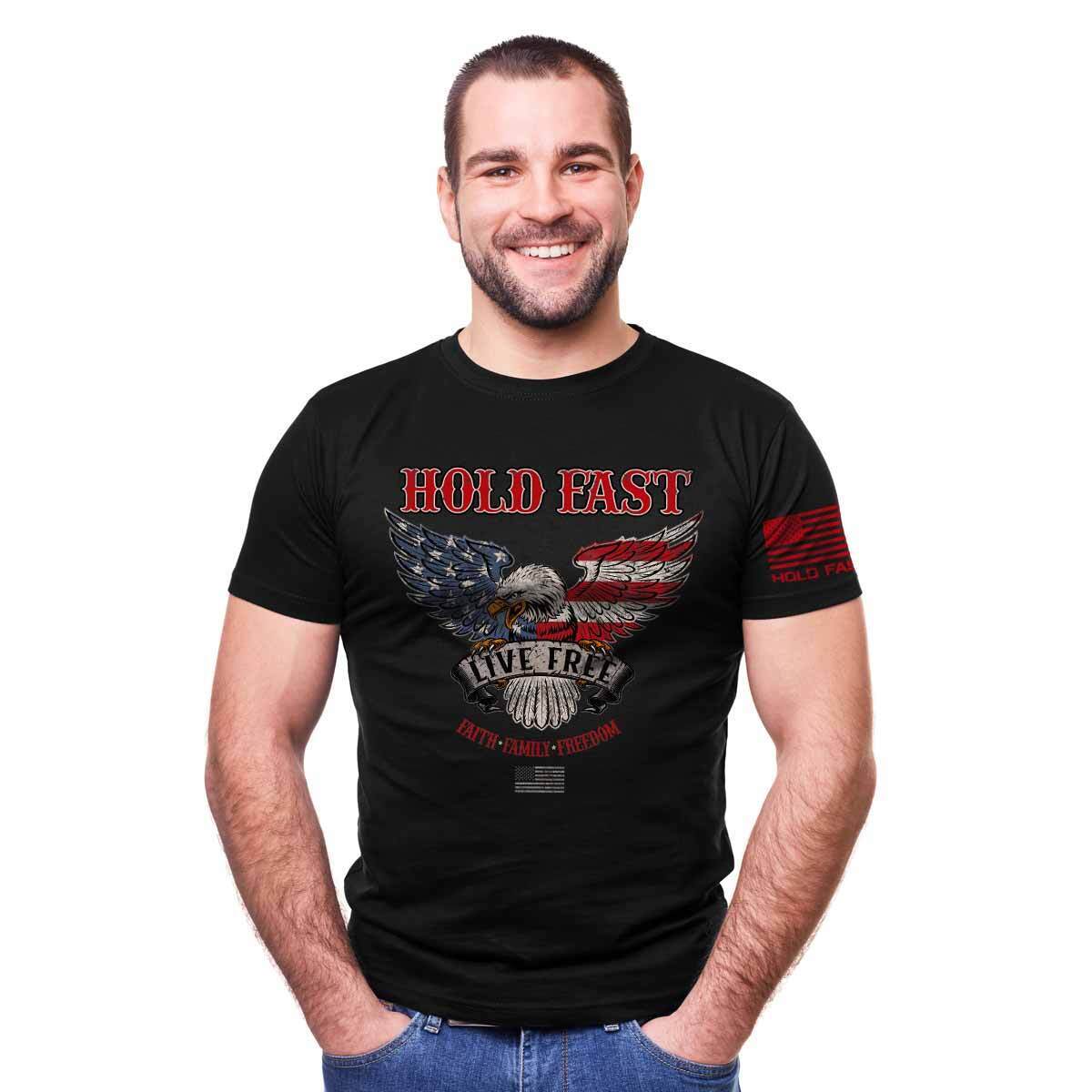 Hold Fast USA Live Free Eagle Christian Unisex T-Shirt