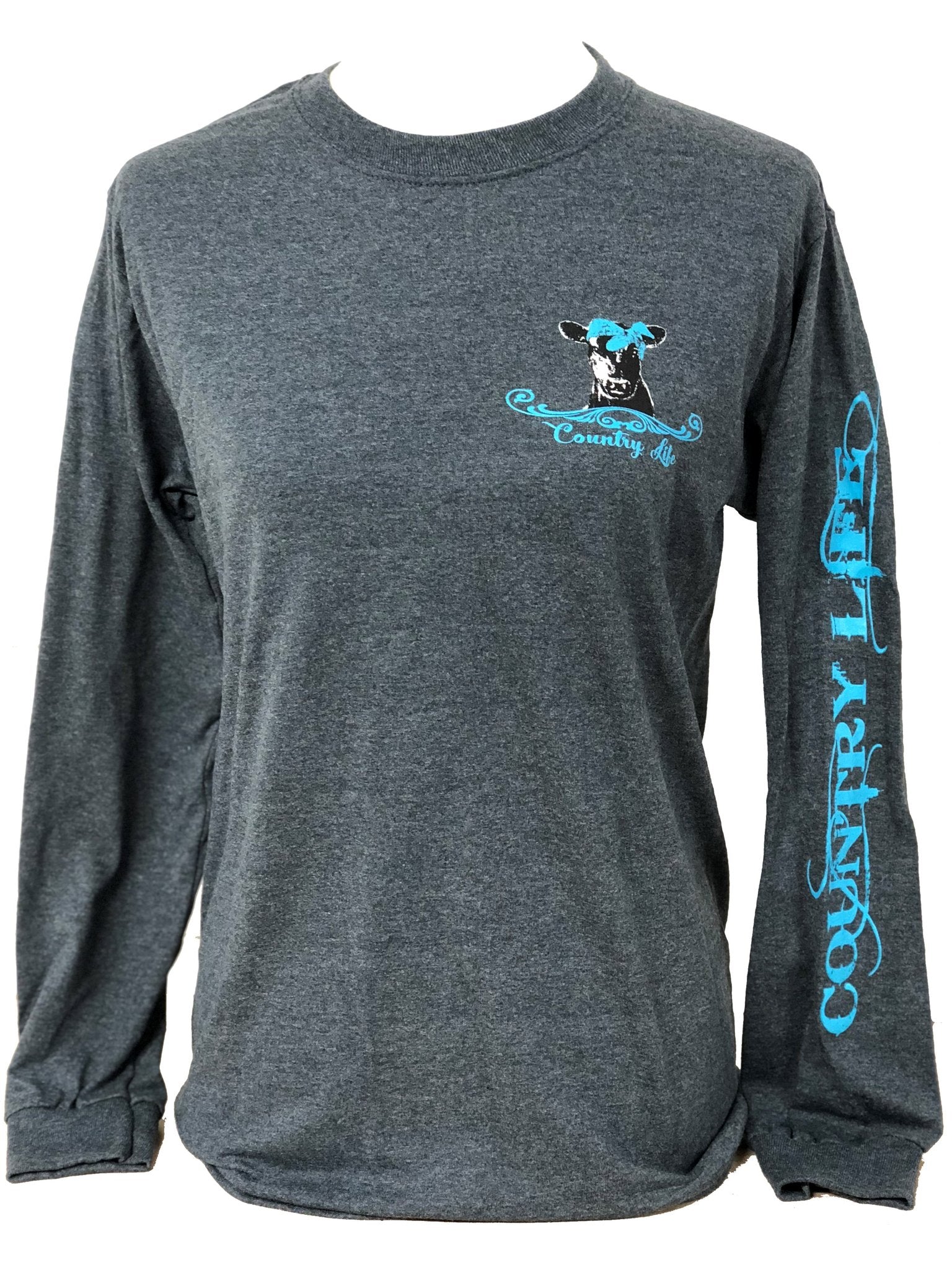 Country Life Preppy Blue Just Hanging Heifer Long Sleeve T-Shirt - SimplyCuteTees