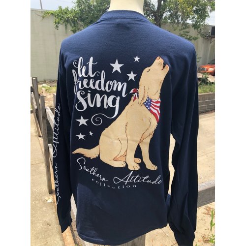 Southern Attitude Preppy Freedom Sing USA Dog Long Sleeve T-Shirt - SimplyCuteTees