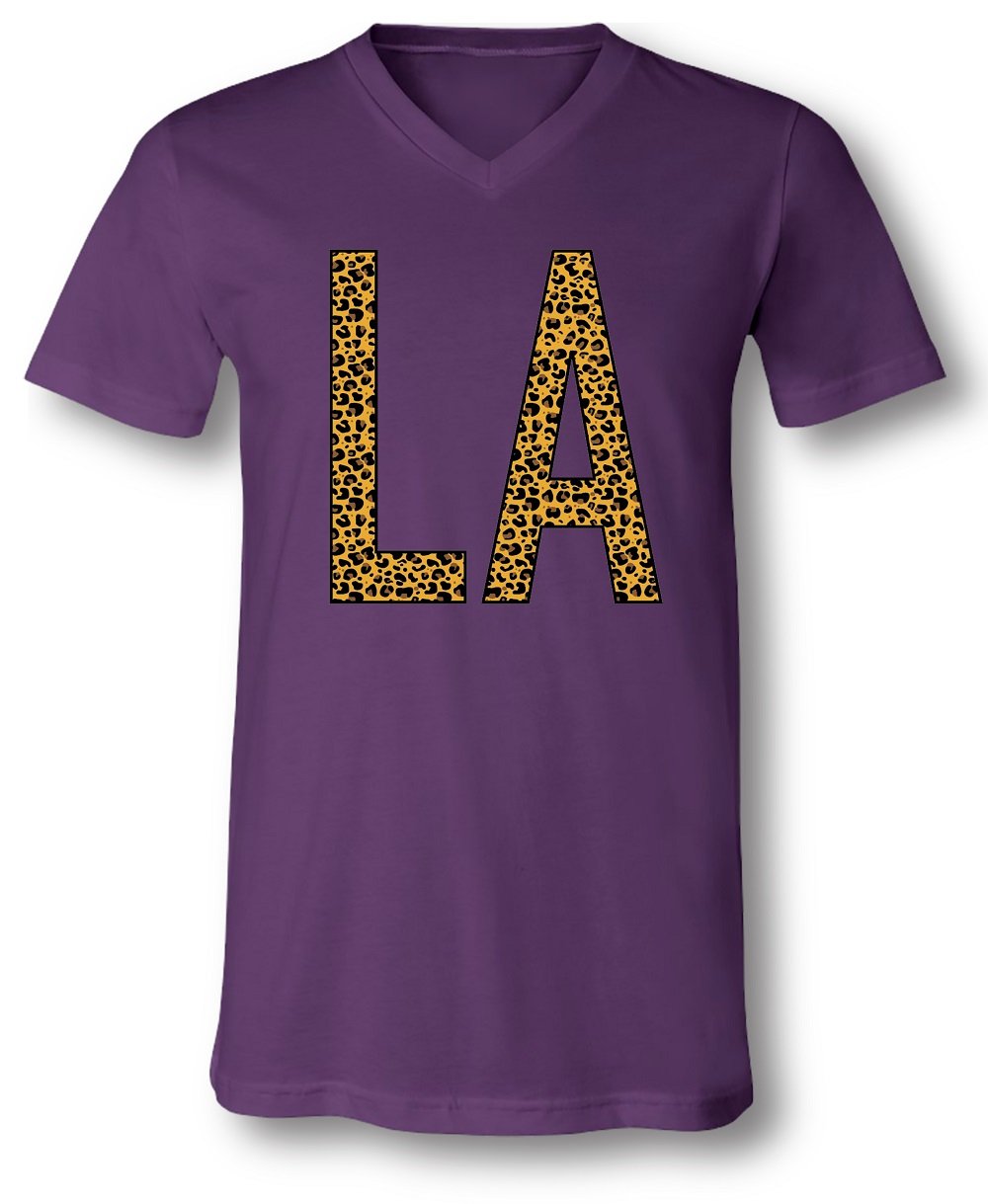 SALE Sassy Frass Louisiana State LA Leopard V-Neck Canvas Girlie Bright T Shirt - SimplyCuteTees
