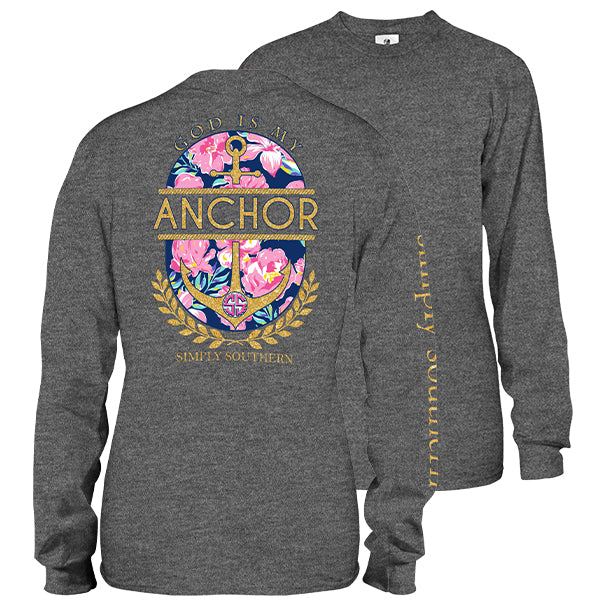 SALE Simply Southern Preppy God Is My Anchor Long Sleeve T-Shirt - SimplyCuteTees