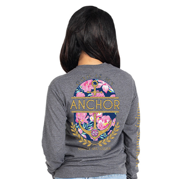 SALE Simply Southern Preppy God Is My Anchor Long Sleeve T-Shirt - SimplyCuteTees
