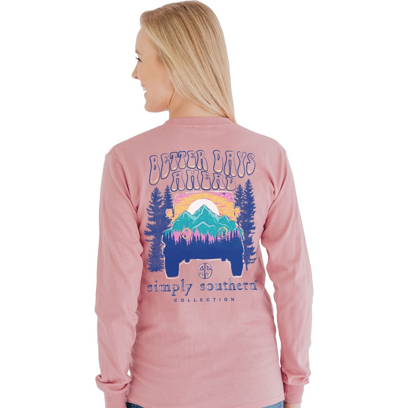 SALE Simply Southern Better Days Mountains Long Sleeve T-Shirt - SimplyCuteTees